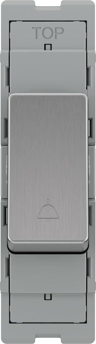 BG GridLite MBS142BELL 20A 2-Way Retractive Switch Module "Bell Symbol" - Brushed Steel