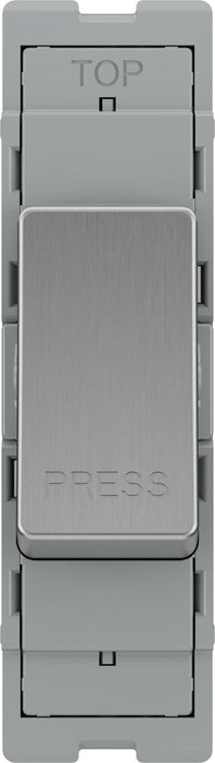 BG GridLite MBS142PR 20A 2-Way Retractive Switch Module "PRESS" - Brushed Steel