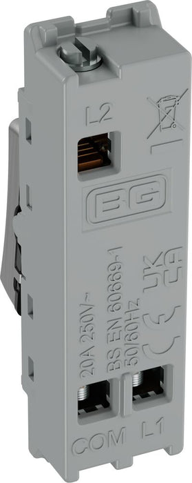 BG GridLite MBS142PR 20A 2-Way Retractive Switch Module "PRESS" - Brushed Steel