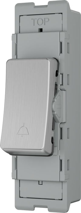 BG GridLite MBS14BELL 20A 1-Way Retractive Switch Module "Bell Symbol" - Brushed Steel