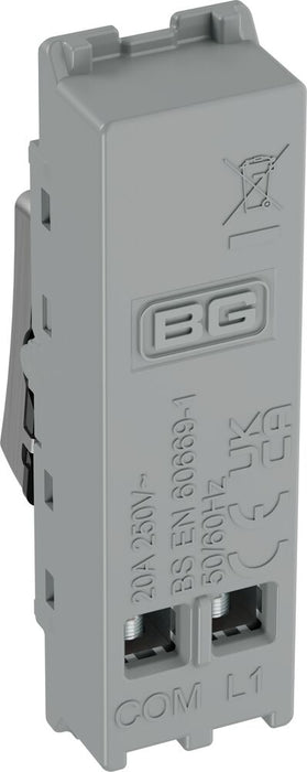 BG GridLite MBS14BELL 20A 1-Way Retractive Switch Module "Bell Symbol" - Brushed Steel