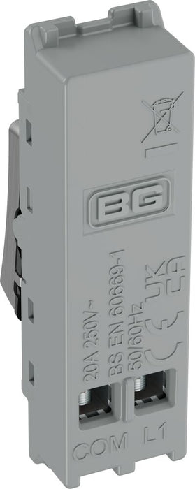 BG GridLite MBS14PR 20A 1-Way Retractive Switch Module "PRESS" - Brushed Steel