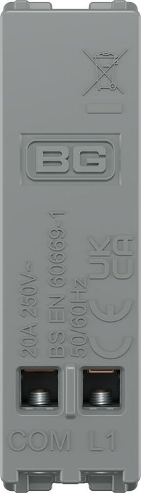 BG GridLite MBS14PR 20A 1-Way Retractive Switch Module "PRESS" - Brushed Steel