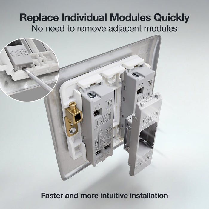 BG GridLite MBSBLNK Blank Module - Brushed Steel