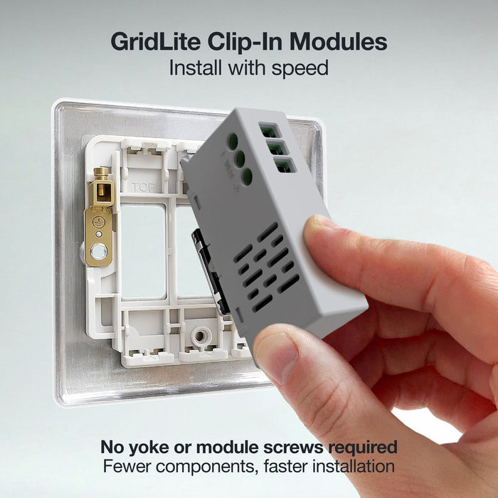 BG GridLite MBSTDM 100W Master Touch LED Dimmer Module - Brushed Steel