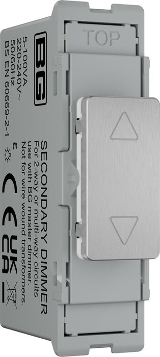 BG GridLite MBSTDS 100W Secondary Touch LED Dimmer Module - Brushed Steel
