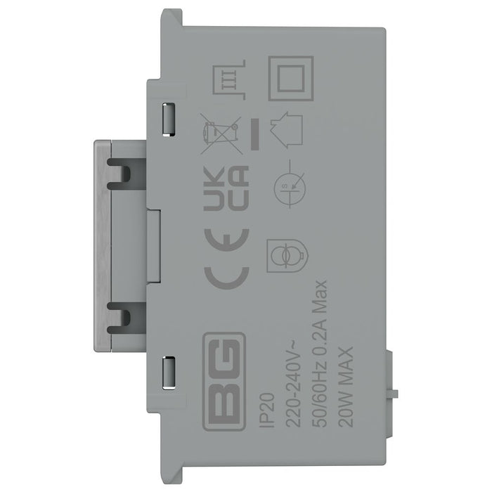 BG GridLite MBSUSBC20G 20W USB-C Module - Brushed Steel