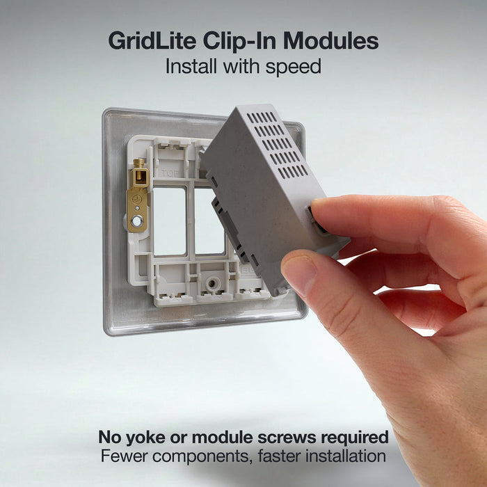BG GridLite MBSUSBC20G 20W USB-C Module - Brushed Steel