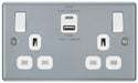 BG MC522UAC22 Metal Clad 13A Double Switched Power Socket + USB A+C (22W) - westbasedirect.com