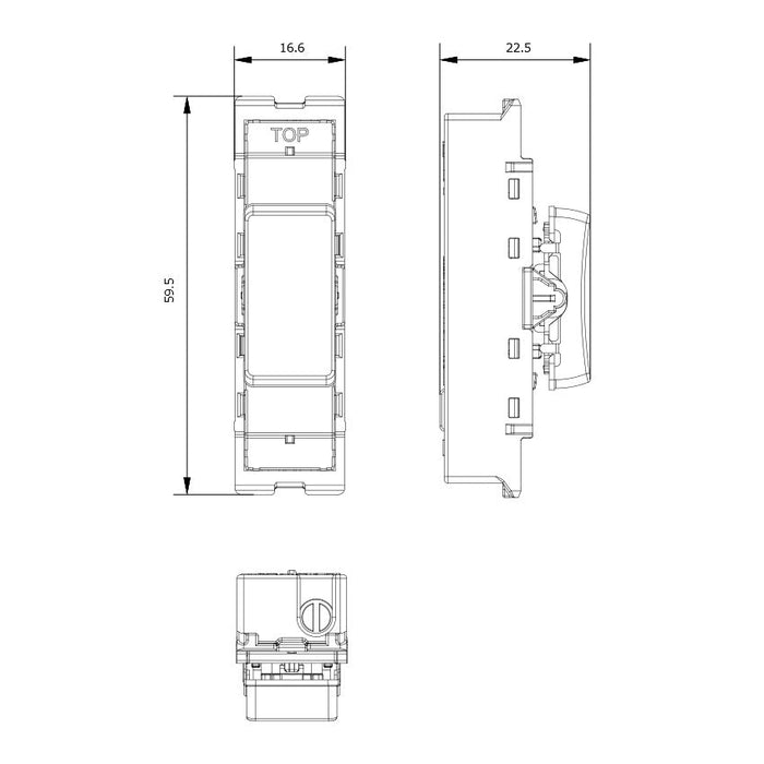 BG GridLite MFB12C 20A SP 2-Way (Centre Off) Switch Module - Matt Black