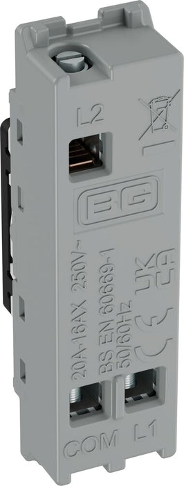 BG GridLite MFB12EL 20A 16AX SP 2-Way Key Switch Module "EMG LTG TEST" - Matt Black