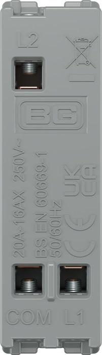 BG GridLite MFB12EL 20A 16AX SP 2-Way Key Switch Module "EMG LTG TEST" - Matt Black
