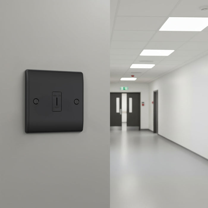 BG GridLite MFB12EL 20A 16AX SP 2-Way Key Switch Module "EMG LTG TEST" - Matt Black