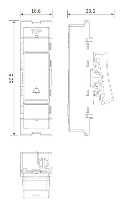 BG GridLite MFB142BELL 20A 2-Way Retractive Switch Module "Bell Symbol" - Matt Black