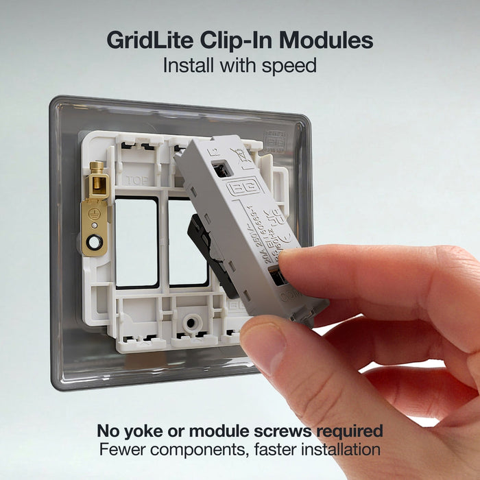 BG GridLite MFB142C 20A SP 2-Way Retractive (Centre Off) Switch Module - Matt Black