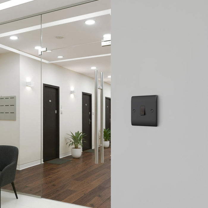 BG GridLite MFB142PR 20A 2-Way Retractive Switch Module "PRESS" - Matt Black