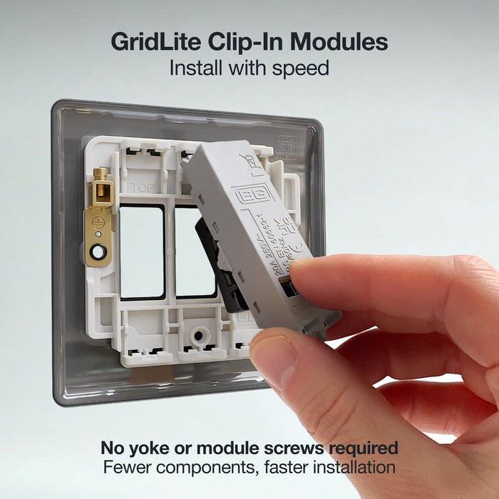 BG GridLite MFB14BELL 20A 1-Way Retractive Switch Module "Bell Symbol" - Matt Black