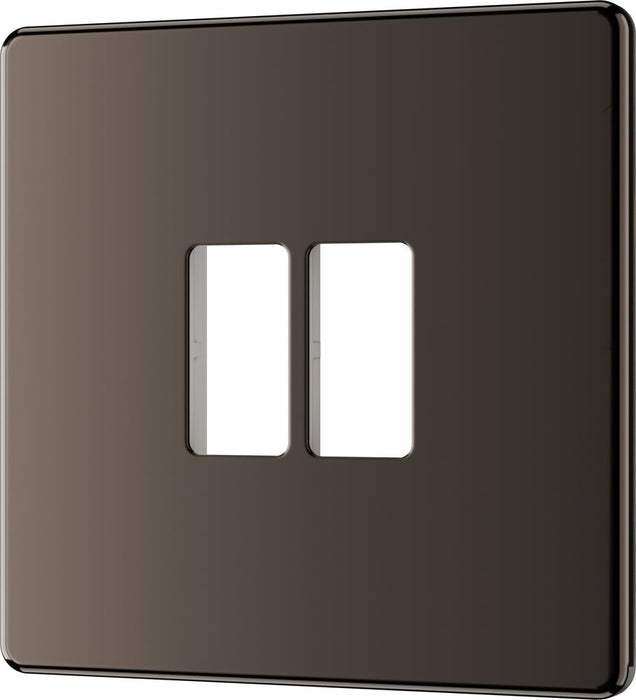 BG GridLite MFBN2 Flatplate Screwless 2G Grid Front Plate - Black Nickel