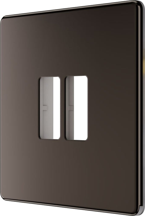 BG GridLite MFBN2 Flatplate Screwless 2G Grid Front Plate - Black Nickel