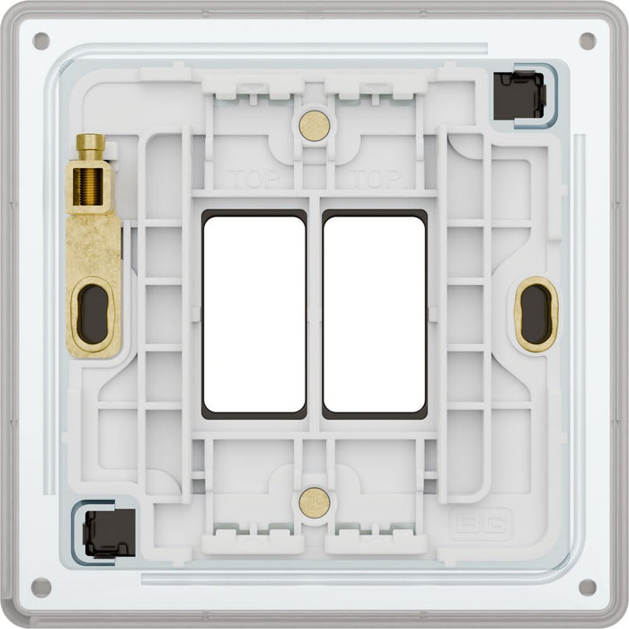BG GridLite MFBN2 Flatplate Screwless 2G Grid Front Plate - Black Nickel