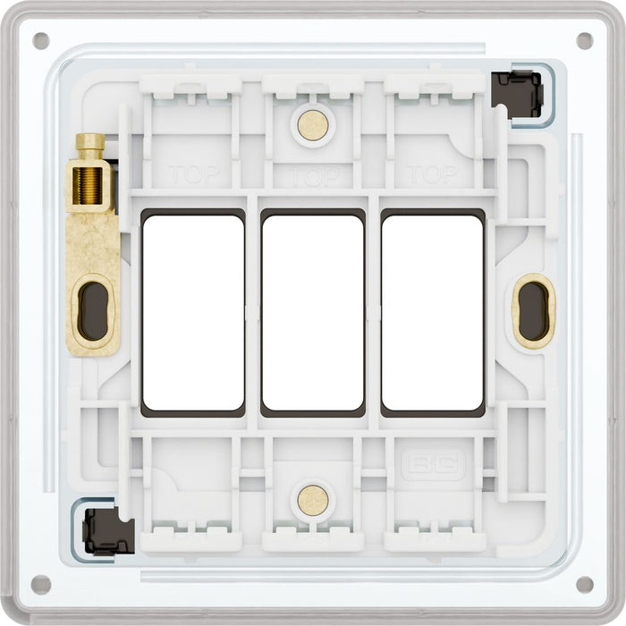 BG GridLite MFBN3 Flatplate Screwless 3G Grid Front Plate - Black Nickel