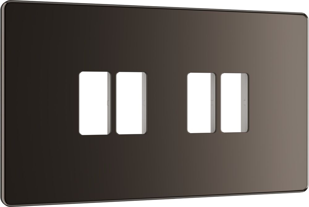 BG GridLite MFBN4 Flatplate Screwless 4G Grid Front Plate - Black Nickel