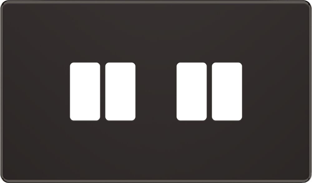 BG GridLite MFBN4 Flatplate Screwless 4G Grid Front Plate - Black Nickel