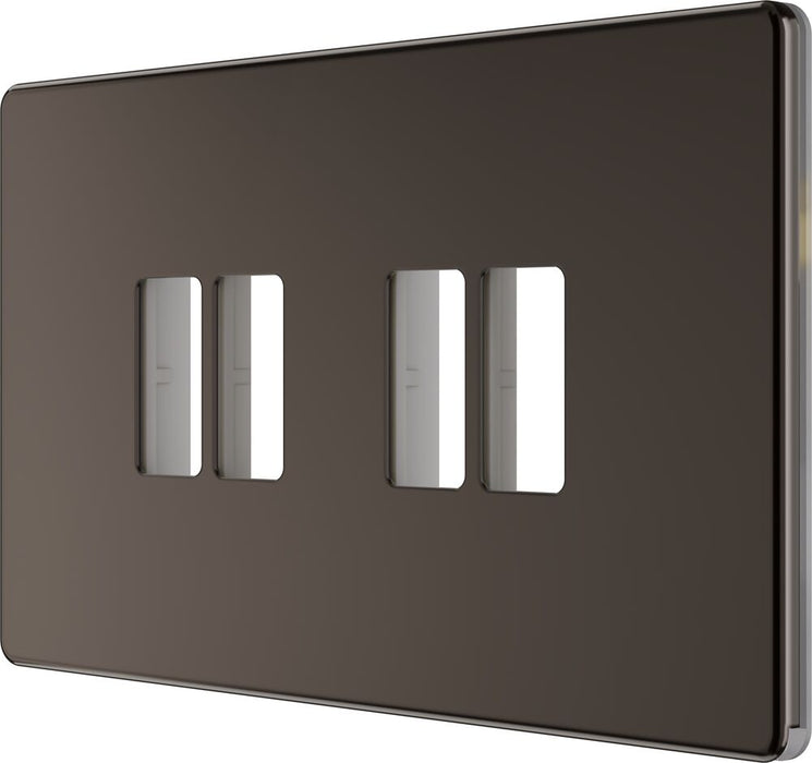 BG GridLite MFBN4 Flatplate Screwless 4G Grid Front Plate - Black Nickel
