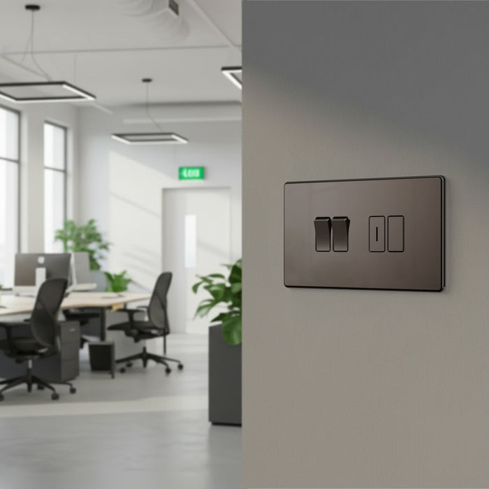 BG GridLite MFBN4 Flatplate Screwless 4G Grid Front Plate - Black Nickel