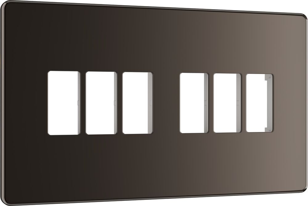 BG GridLite MFBN6 Flatplate Screwless 6G Grid Front Plate - Black Nickel