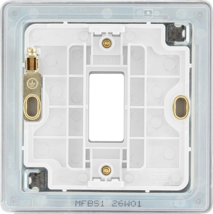 BG GridLite MFBS1 Flatplate Screwless 1G Grid Front Plate - Brushed Steel