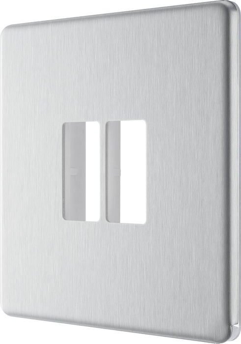 BG GridLite MFBS2 Flatplate Screwless 2G Grid Front Plate - Brushed Steel