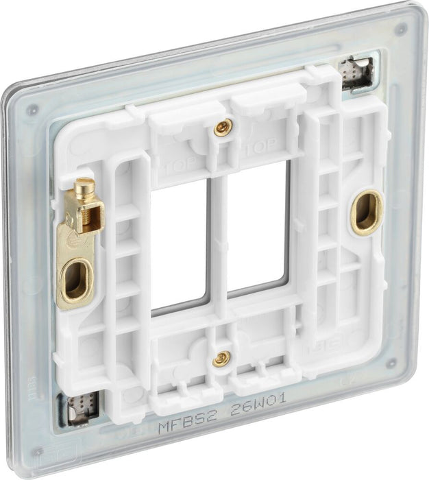 BG GridLite MFBS2 Flatplate Screwless 2G Grid Front Plate - Brushed Steel