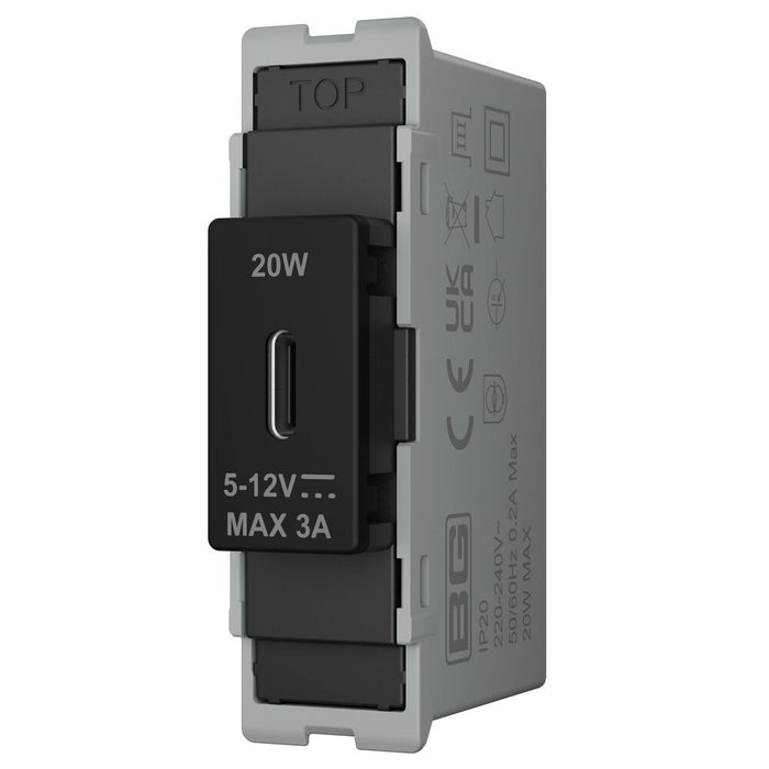 BG GridLite MFBUSBC20B 20W USB-C Module - Matt Black