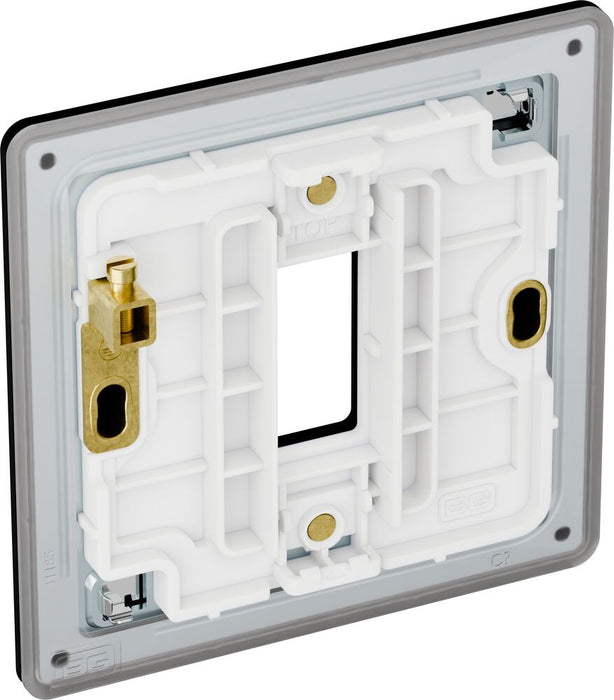 BG GridLite MFFB1 Flatplate Screwless 1G Grid Front Plate - Matt Black