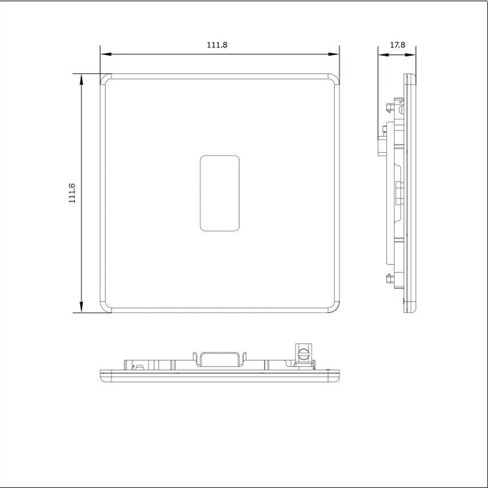 BG GridLite MFFB1 Flatplate Screwless 1G Grid Front Plate - Matt Black