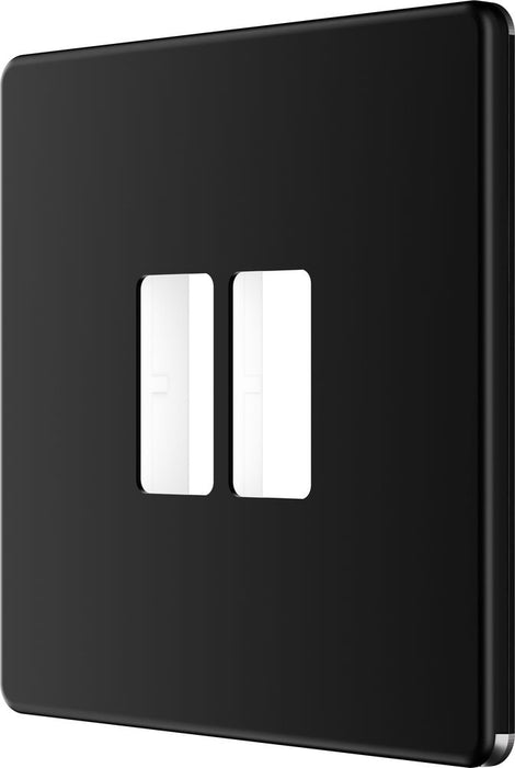 BG GridLite MFFB2 Flatplate Screwless 2G Grid Front Plate - Matt Black