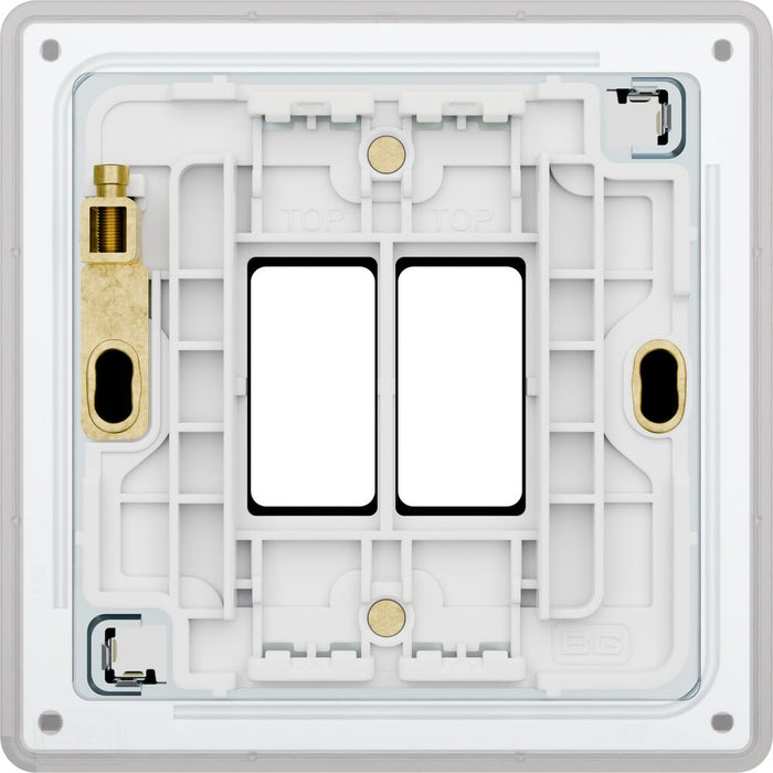 BG GridLite MFFB2 Flatplate Screwless 2G Grid Front Plate - Matt Black