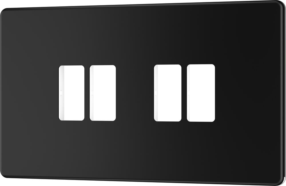 BG GridLite MFFB4 Flatplate Screwless 4G Grid Front Plate - Matt Black