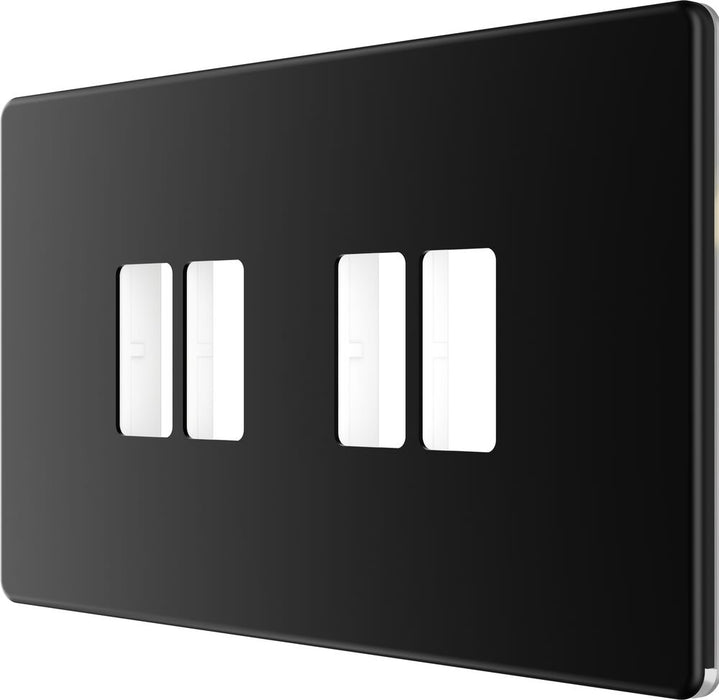 BG GridLite MFFB4 Flatplate Screwless 4G Grid Front Plate - Matt Black