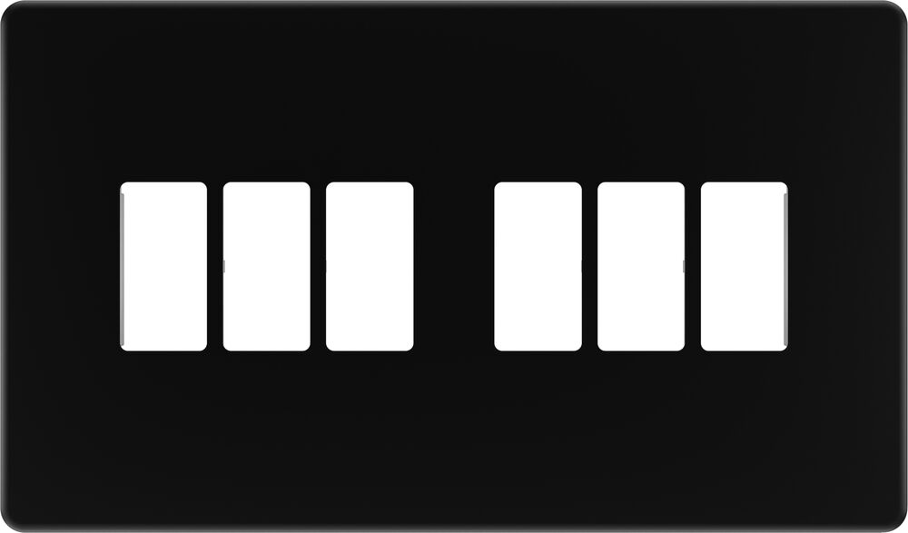BG GridLite MFFB6 Flatplate Screwless 6G Grid Front Plate - Matt Black
