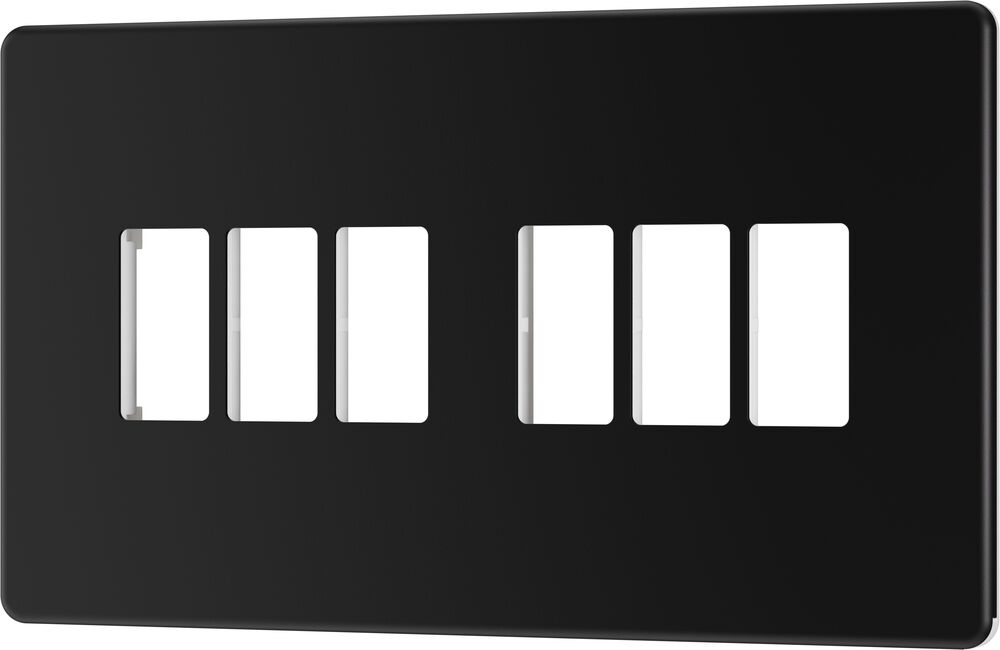 BG GridLite MFFB6 Flatplate Screwless 6G Grid Front Plate - Matt Black
