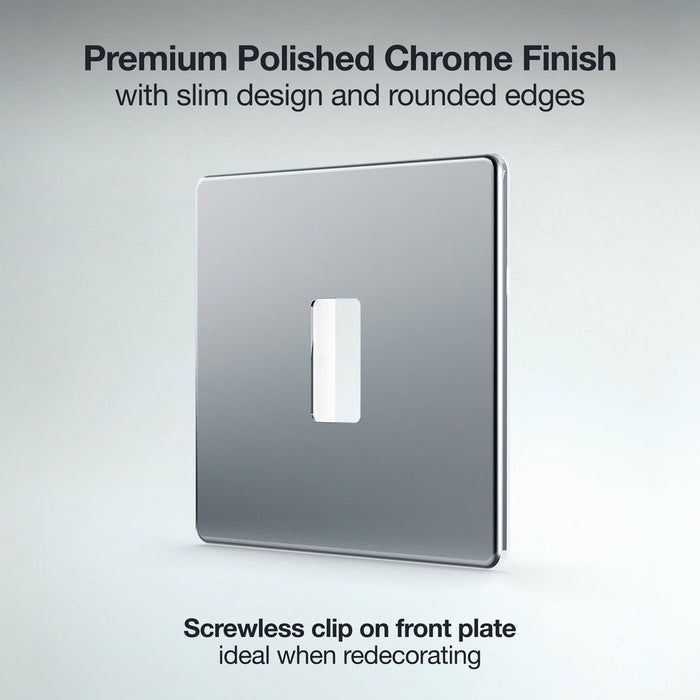BG GridLite MFPC1 Flatplate Screwless 1G Grid Front Plate - Polished Chrome