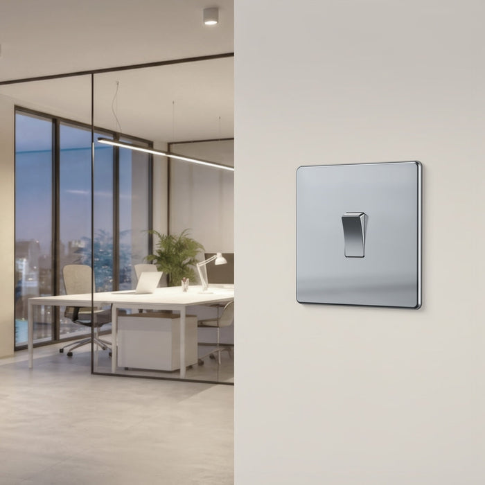 BG GridLite MFPC1 Flatplate Screwless 1G Grid Front Plate - Polished Chrome
