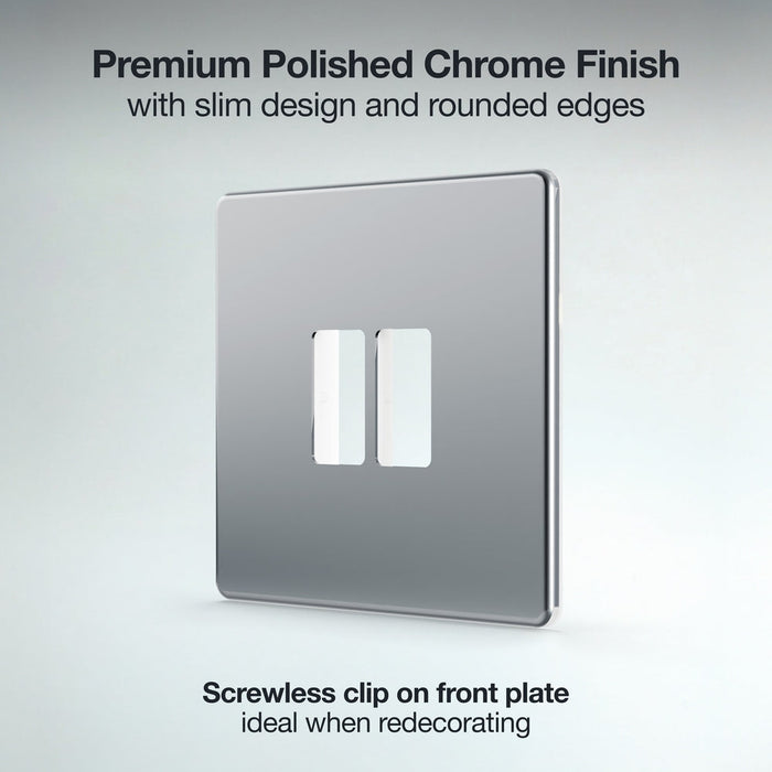 BG GridLite MFPC2 Flatplate Screwless 2G Grid Front Plate - Polished Chrome