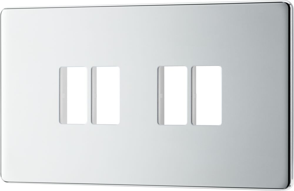 BG GridLite MFPC4 Flatplate Screwless 4G Grid Front Plate - Polished Chrome