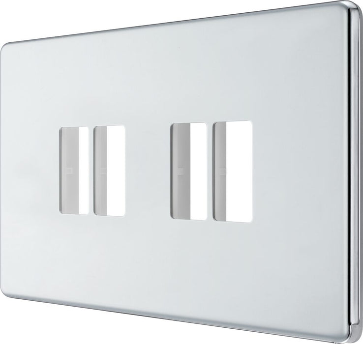 BG GridLite MFPC4 Flatplate Screwless 4G Grid Front Plate - Polished Chrome