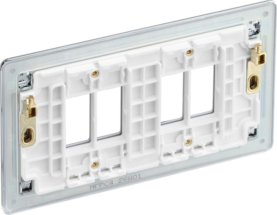 BG GridLite MFPC4 Flatplate Screwless 4G Grid Front Plate - Polished Chrome