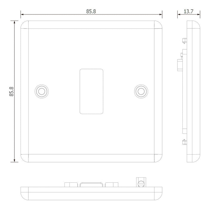 BG GridLite MMC1 Metal Clad 1G Grid Front Plate