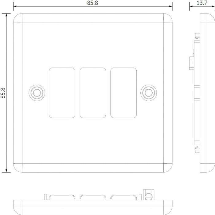 BG GridLite MMC3 Metal Clad 3G Grid Front Plate
